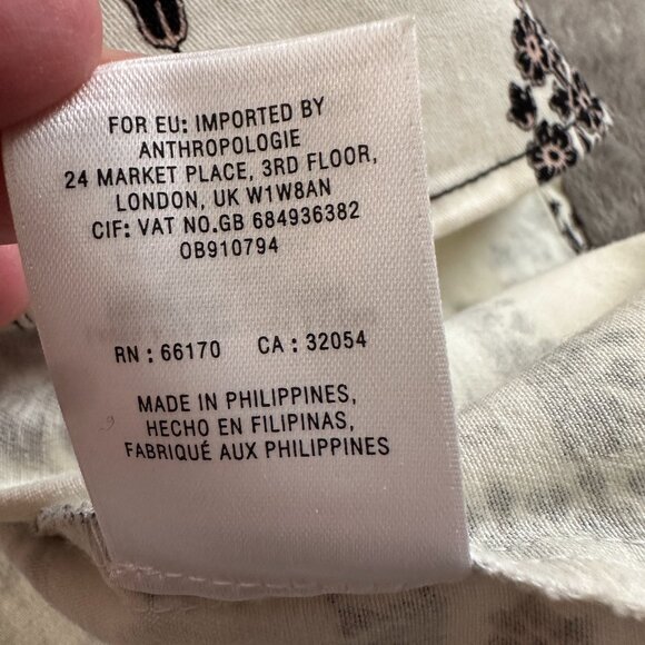 Anthropologie Woodblock Midi Dress Women's size 6 Cream Resort Vacation - Picture 9 of 9